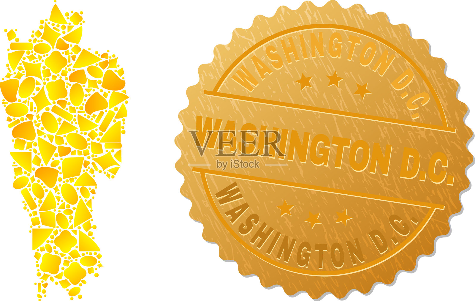 米佐拉姆邦地图拼贴的金色元素和插画图片素材