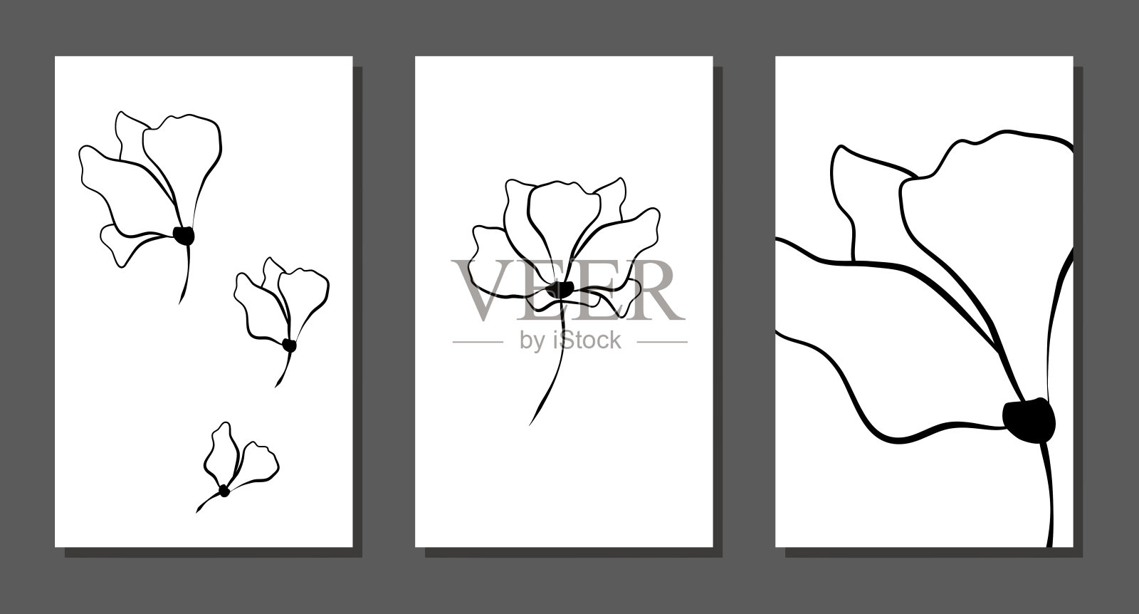 向量植物墙艺术，带花。插画图片素材
