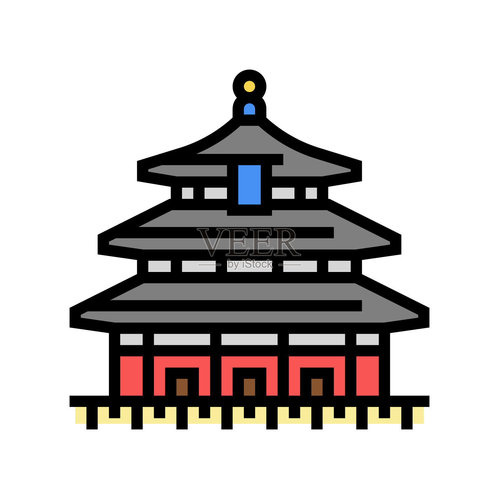 天坛彩色图标矢量插图插画图片素材
