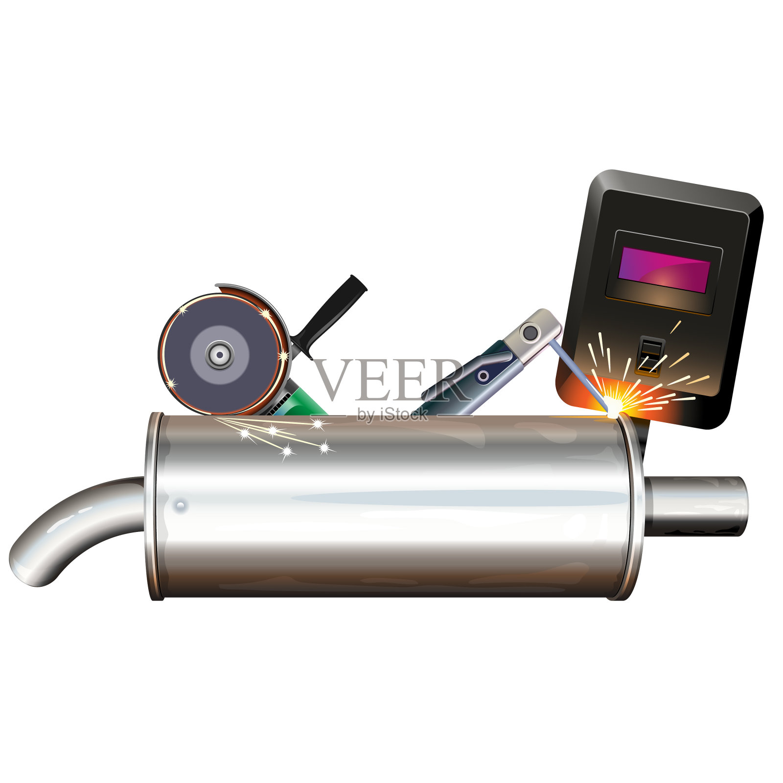 汽车消声器修理设计元素图片