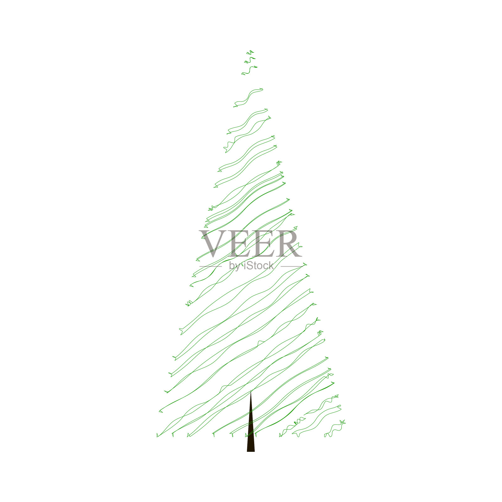 涂鸦单一抽象的新年和圣诞树设计元素图片