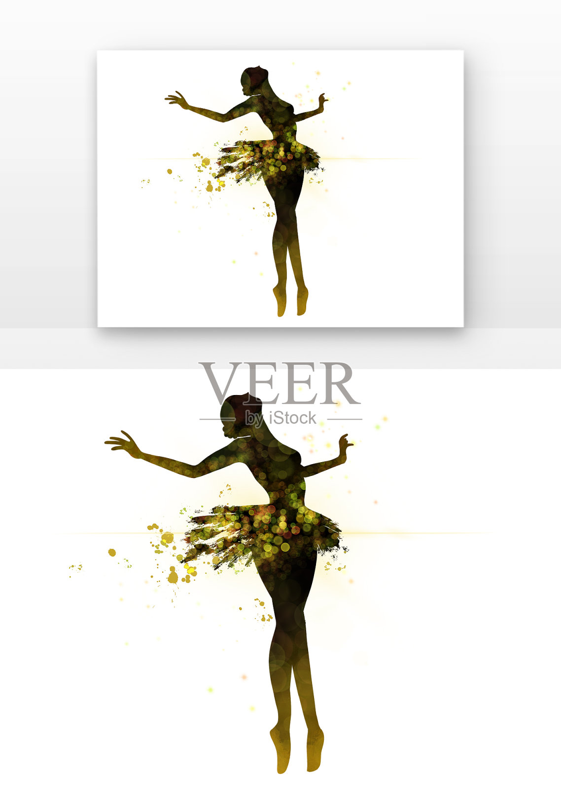 跳舞女孩黑色金色剪影设计元素图片