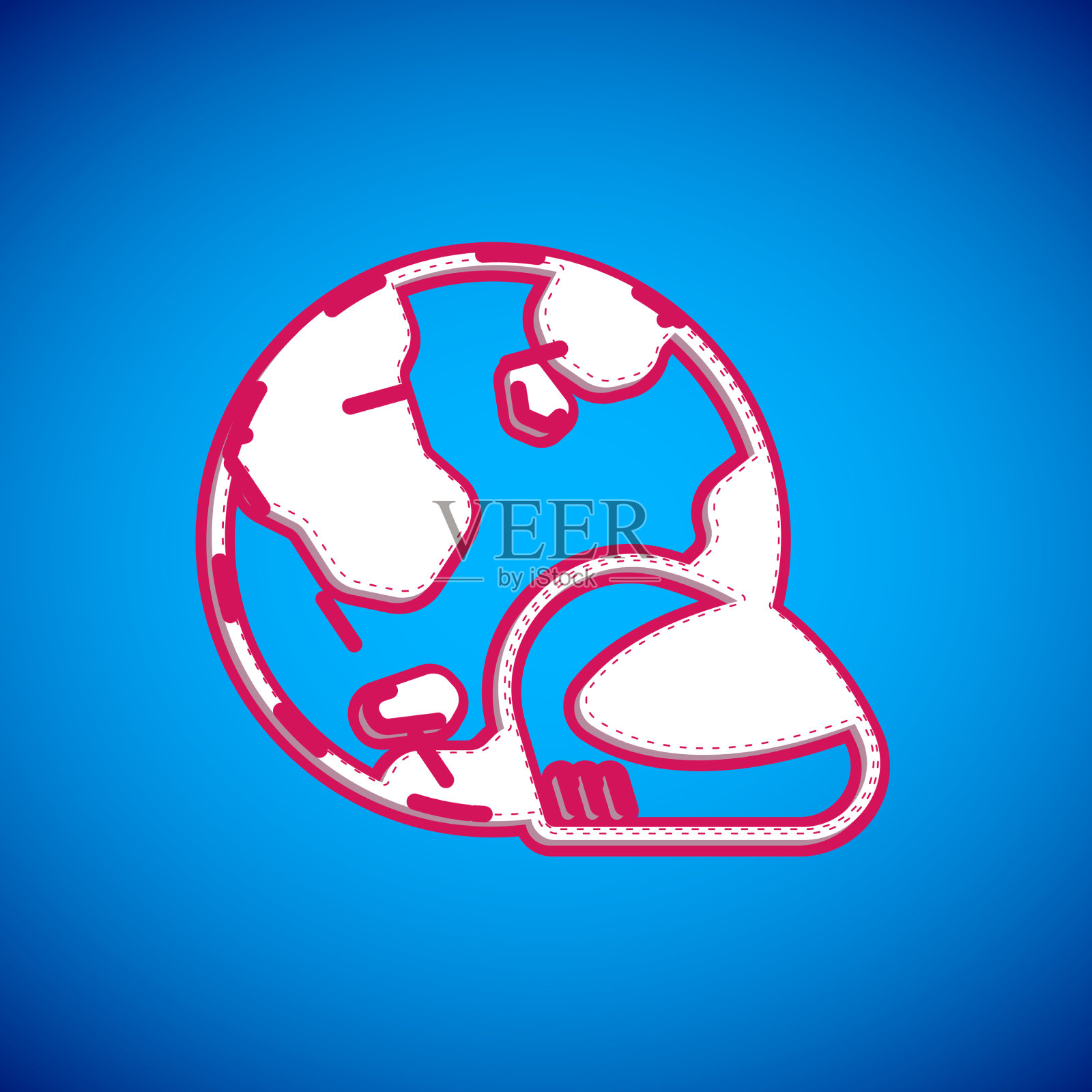 白色赛车头盔图标孤立在蓝色上插画图片素材