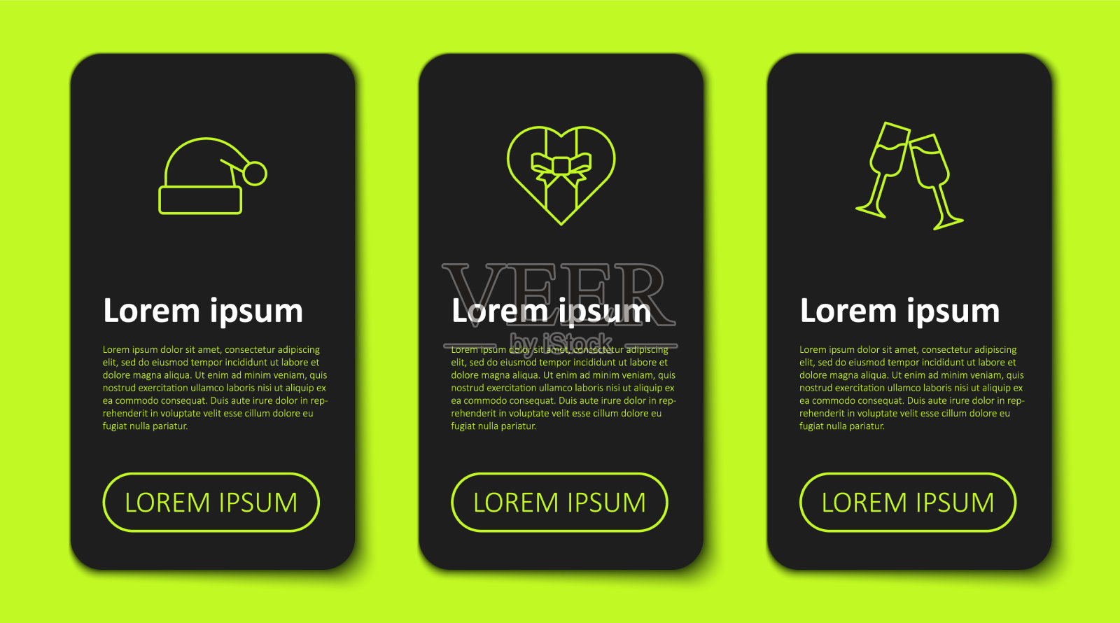 定线圣诞老人帽子礼盒和图标素材