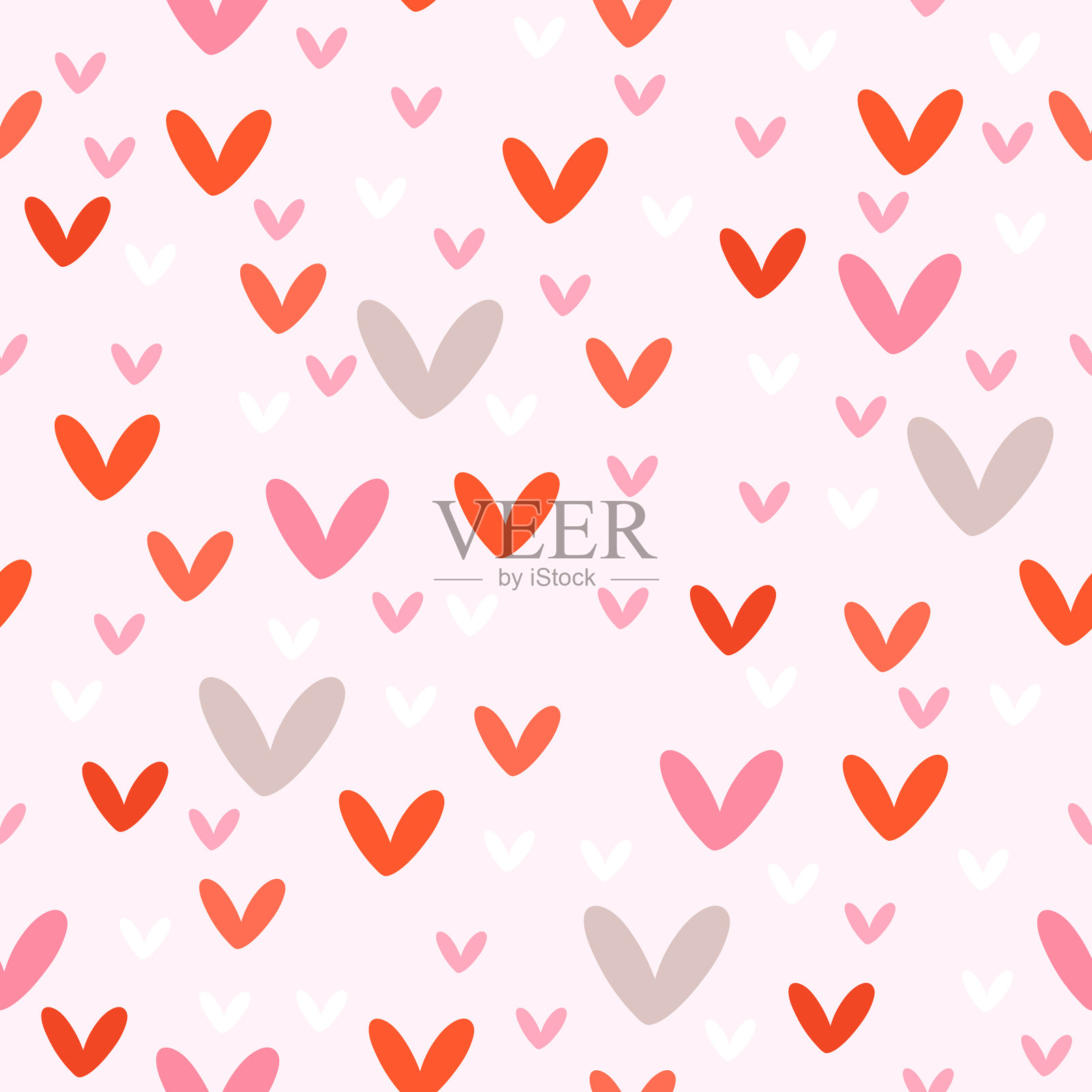 情人节氛围无缝图案与心插画图片素材