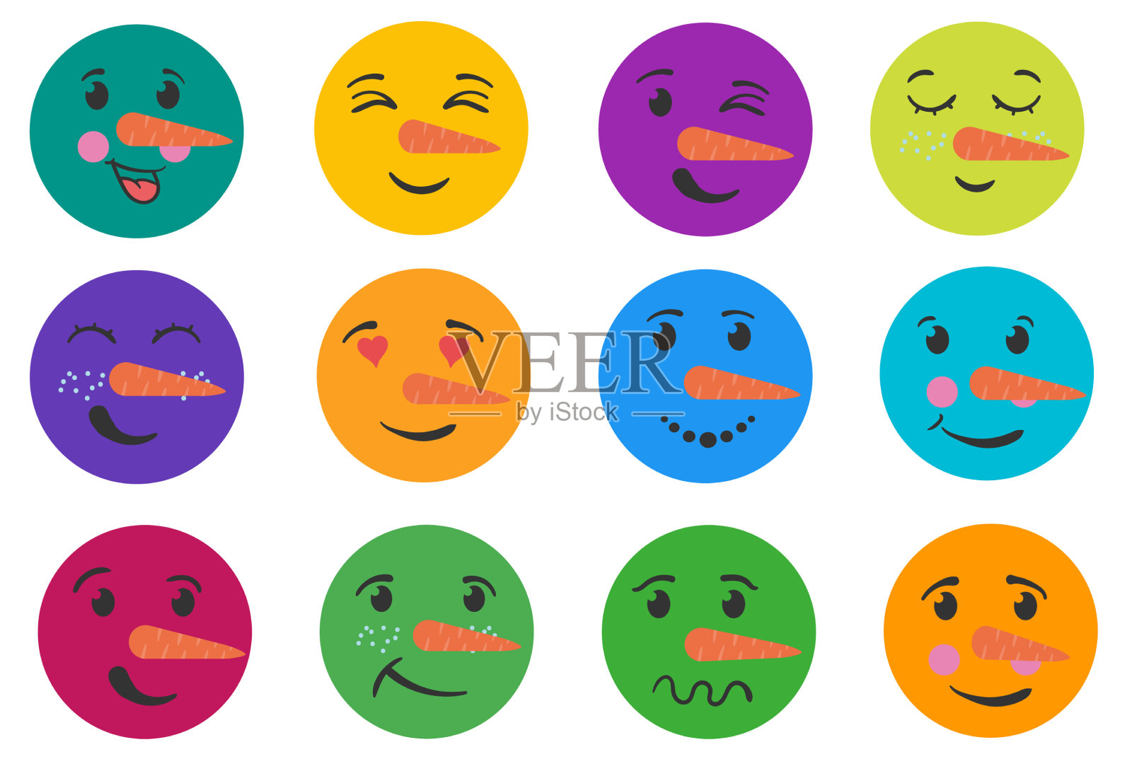 滑稽的脸微笑的雪人在手里画的涂鸦插画图片素材