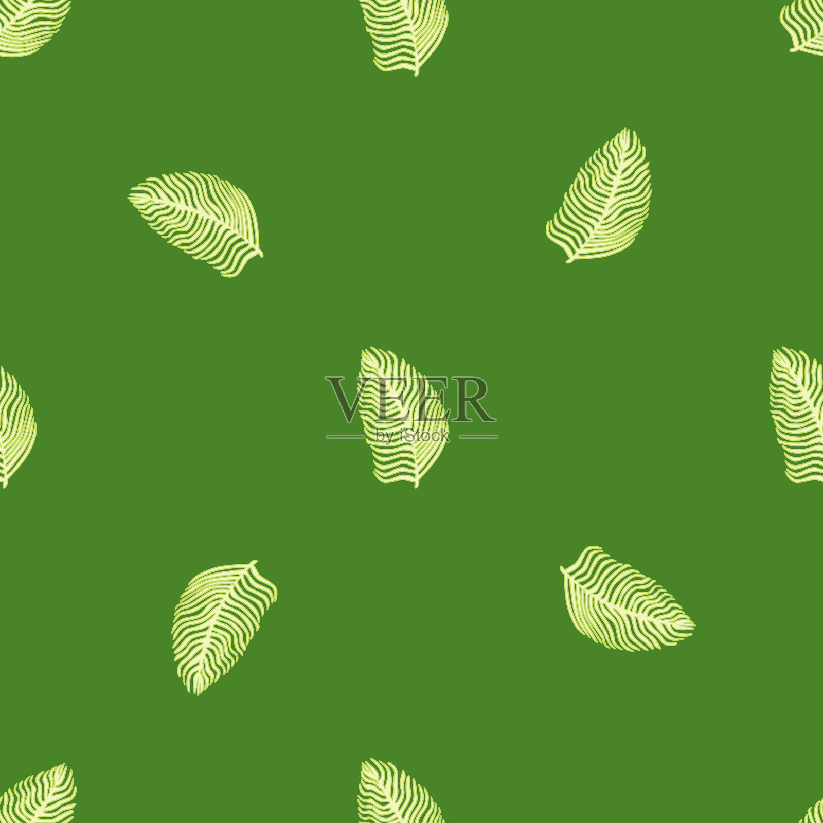 有机棕榈叶无缝图案与手插画图片素材