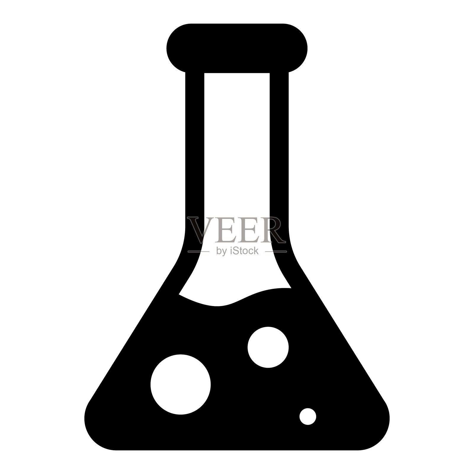 实验室玻璃平面图标孤立在白色图标素材