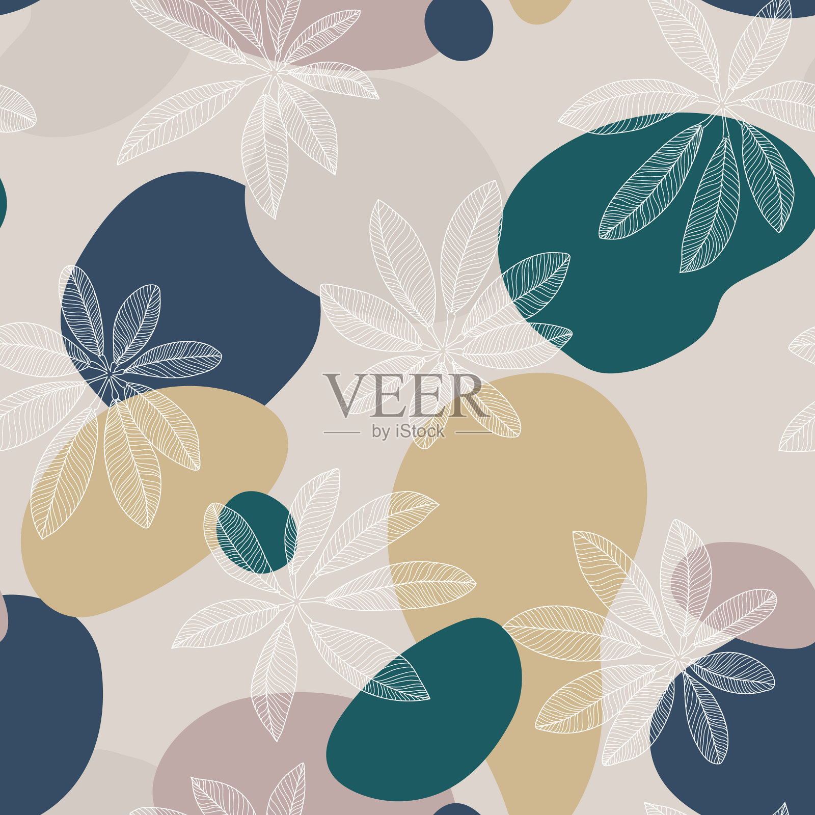 无缝热带叶型插画图片素材