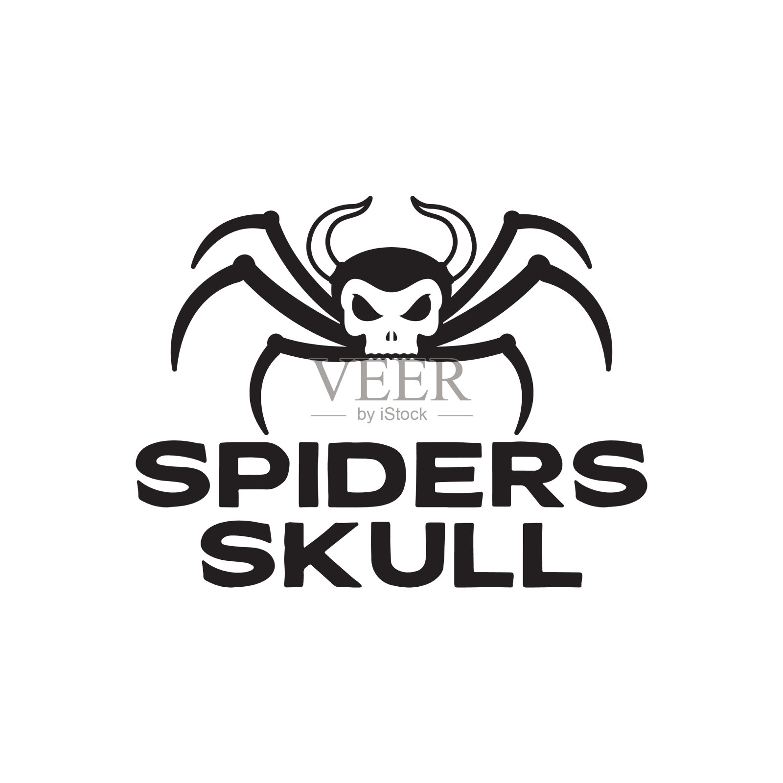 骷髅角配蜘蛛标志设计图形符号插画图片素材
