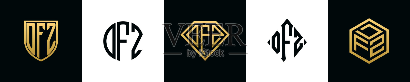 首字母DFZ标志设计捆绑插画图片素材