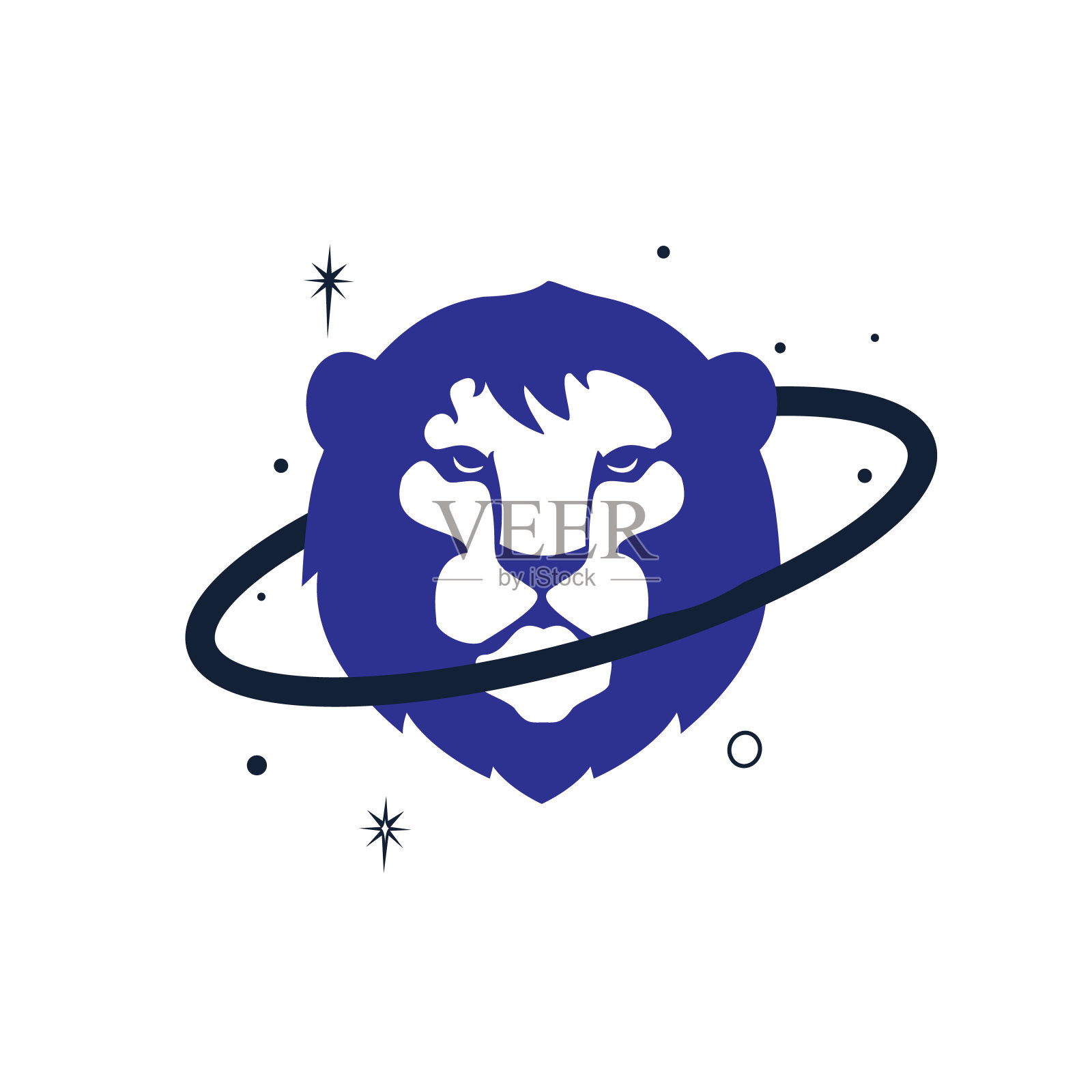 狮子星球矢量标志设计模板。插画图片素材
