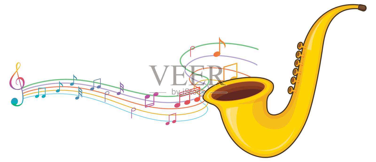 白底有音符的萨克斯风设计元素图片