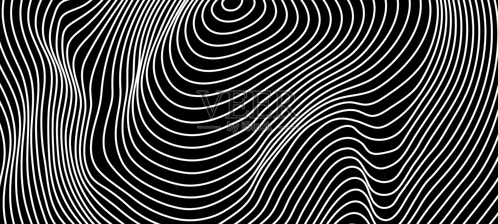 摘要波浪螺旋线在黑白图案。图案与光学错觉。插画图片素材