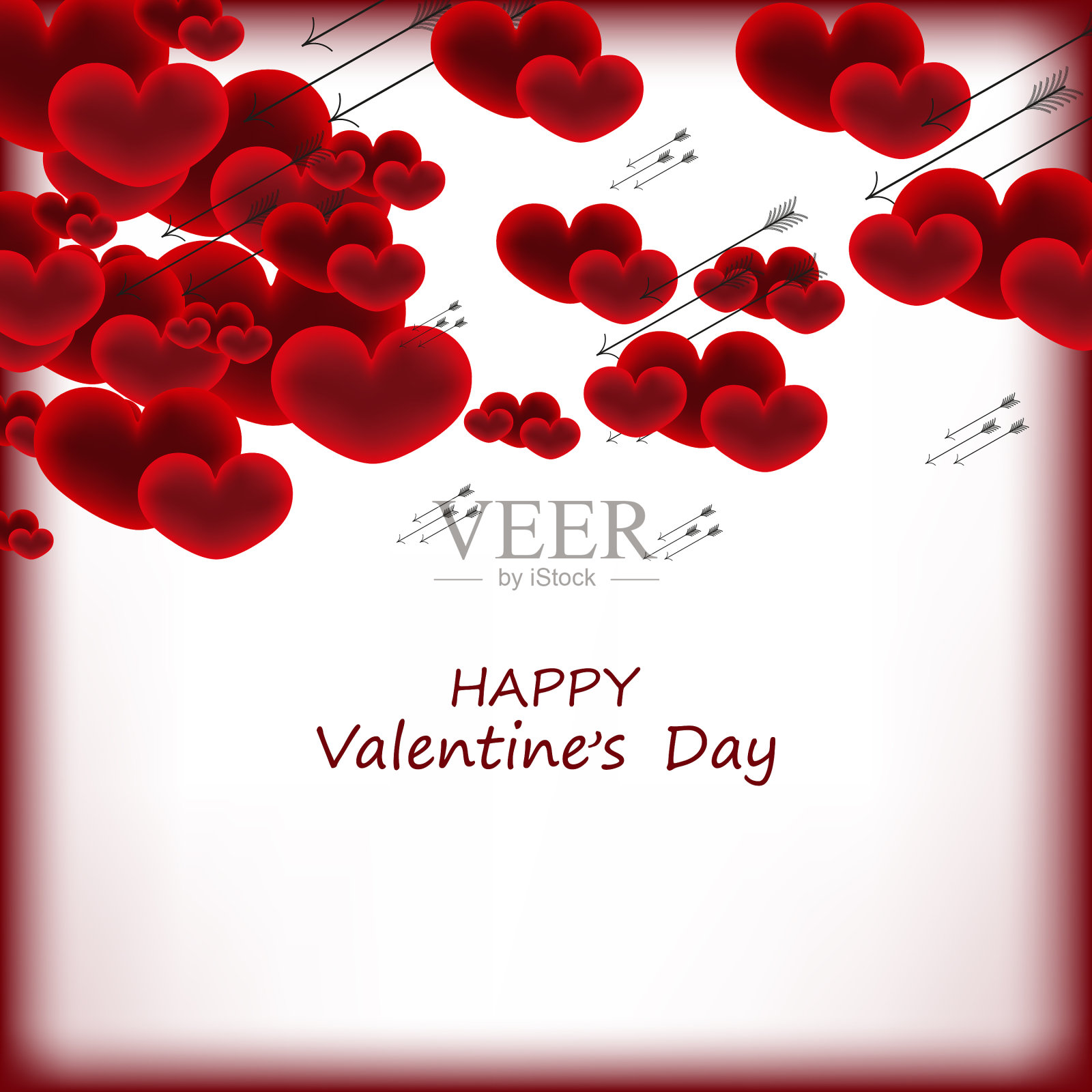 红色的心和抽象的背景插画图片素材