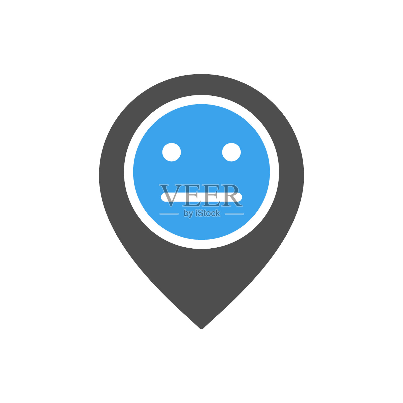 带有中性面色图标的位置标记。顾客不满意、评分、负面反馈符号图标素材