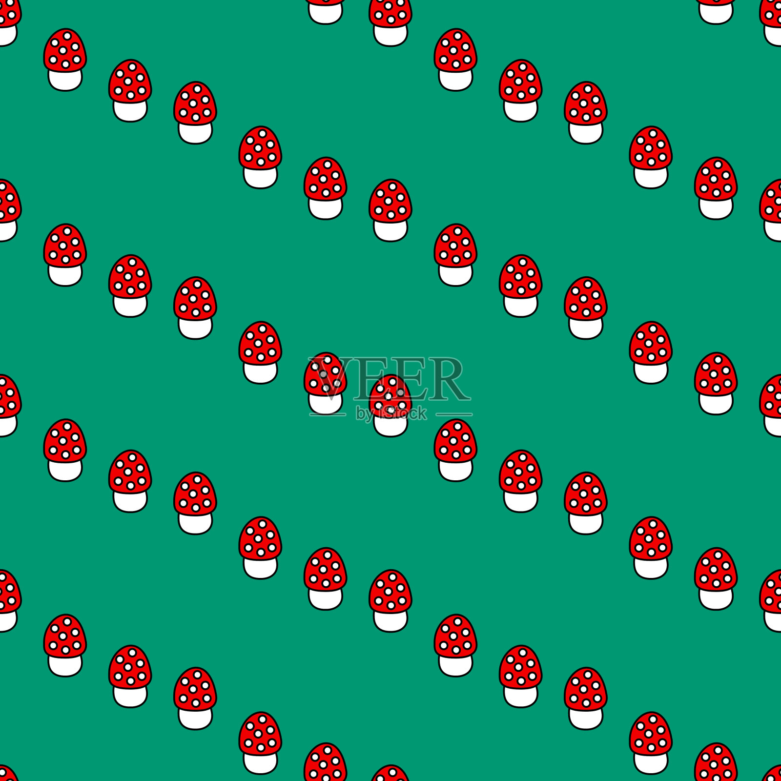 蘑菇无缝模式插画图片素材