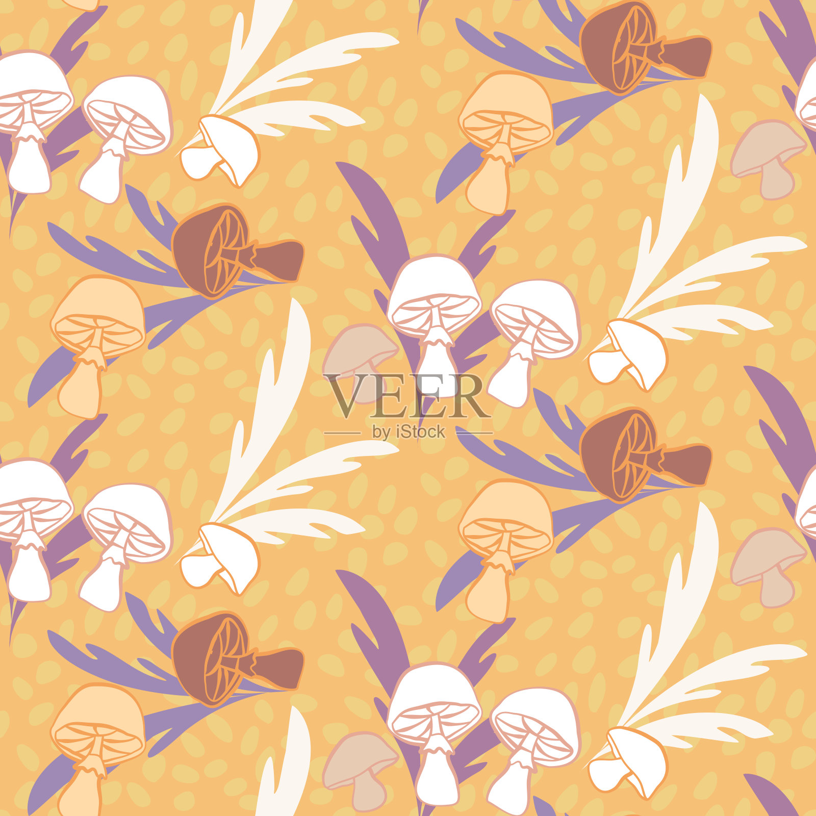 蘑菇无缝模式插画图片素材