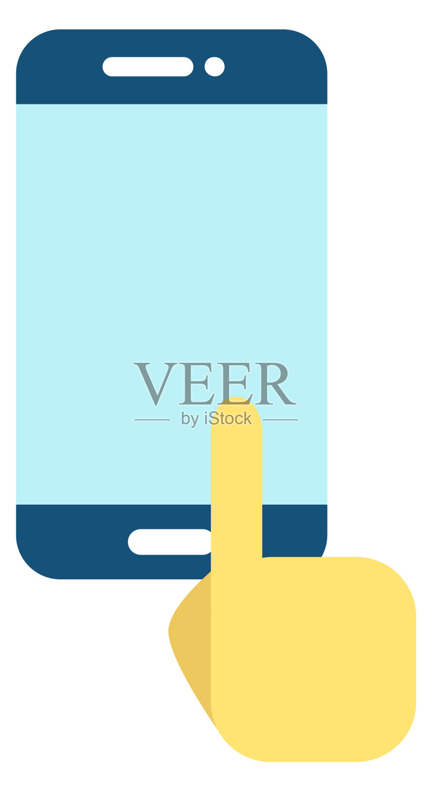 手机屏幕与触摸手指。智能手机触屏插画图片素材