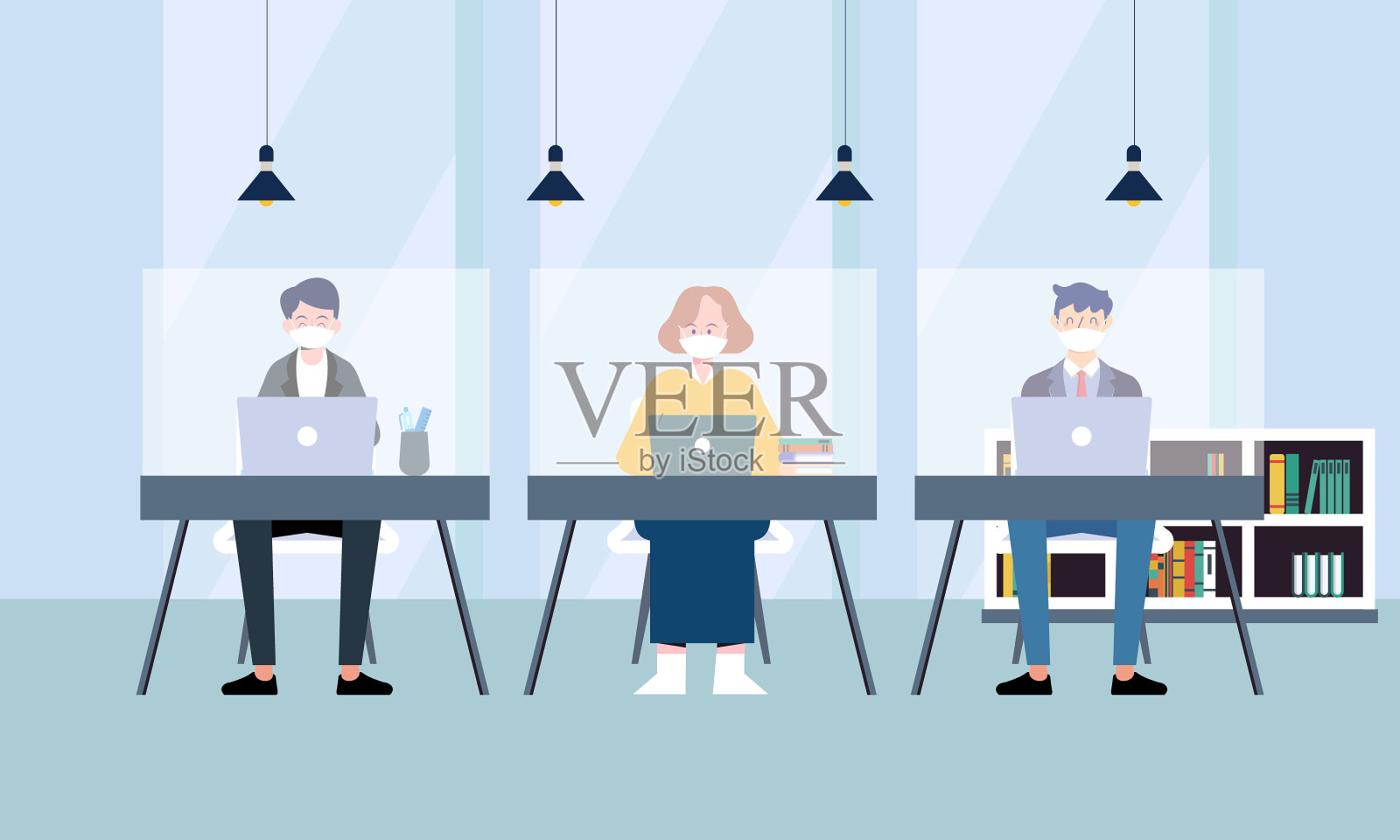 办公室概念的新常态插画图片素材