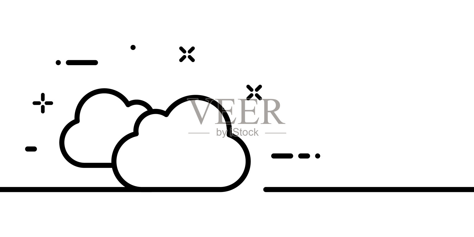 云线图标。多云、阴天、天空、凉爽、自然、预报。天气的概念。一行的风格。矢量线图标的业务和广告插画图片素材