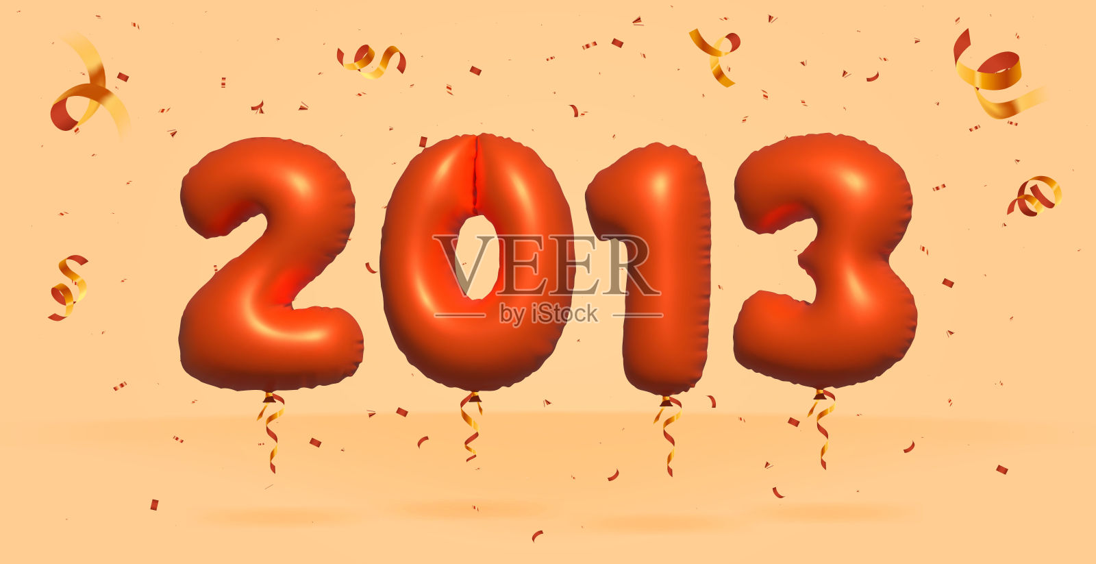 橙色氦气球3D 2013插画图片素材