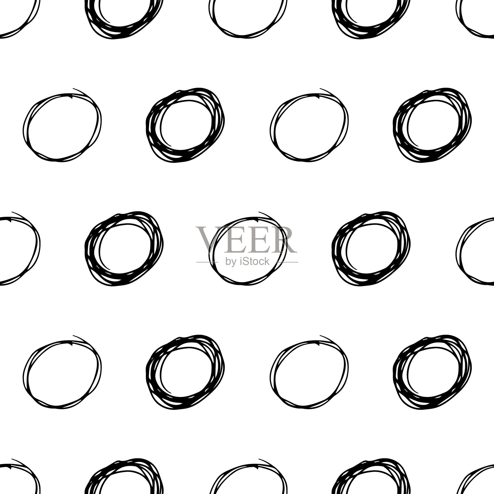 与素描圆形状无缝图案插画图片素材