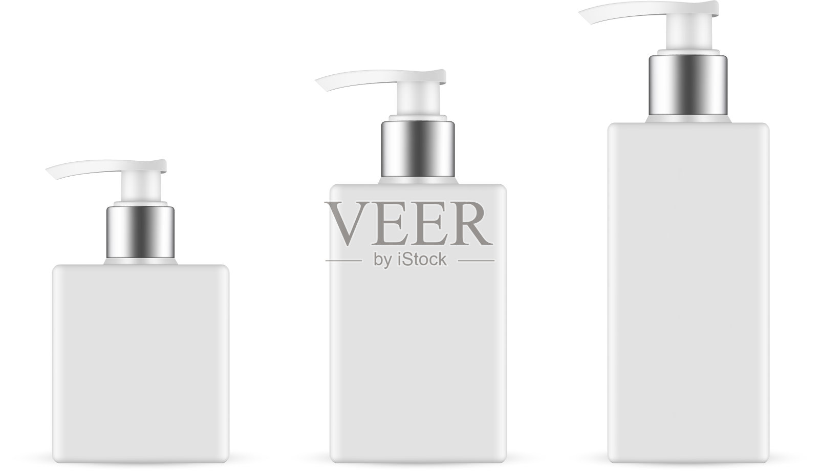 一套带金属盖的塑料泵瓶插画图片素材