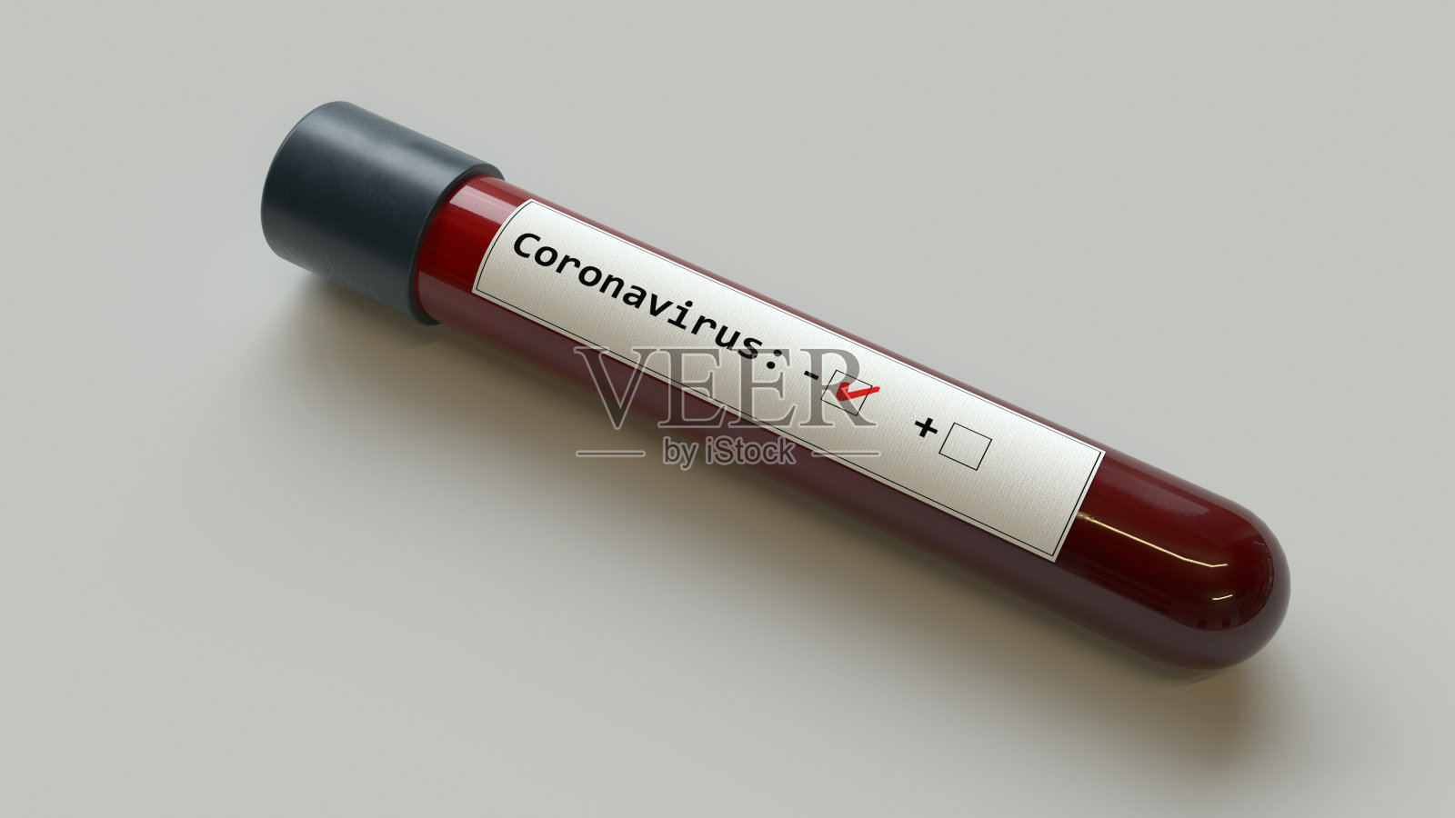 冠状病毒血样管阴性结果- 3D插图照片摄影图片