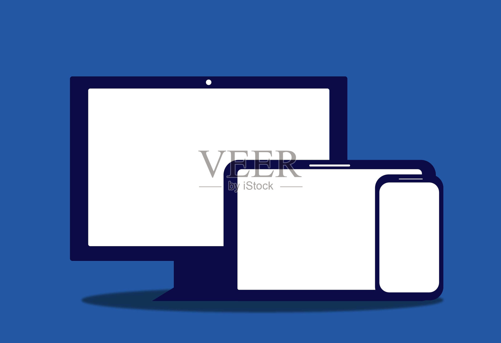 智能手机和PC桌面。计算机模型设计。矢量图插画图片素材