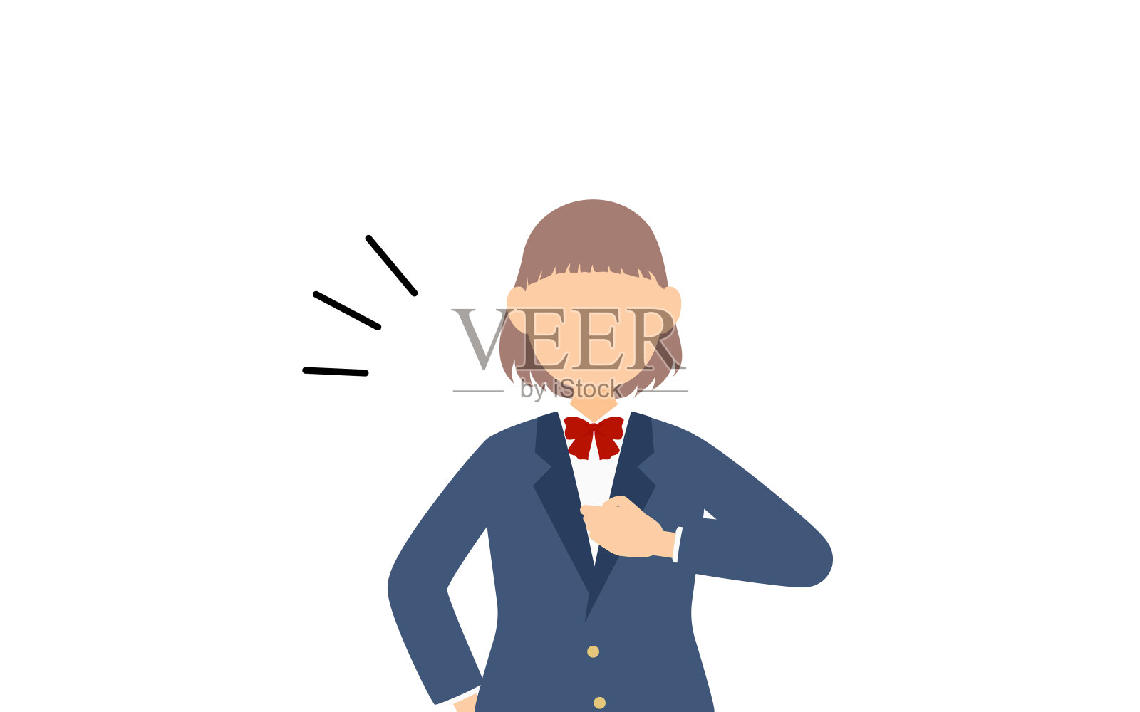 女孩们，穿着西装，自信地拍着他的胸部插画图片素材