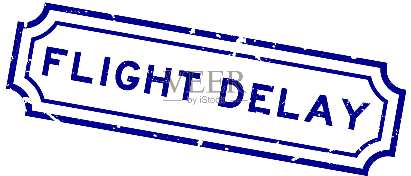 垃圾蓝色航班延误字橡胶印章设计元素图片