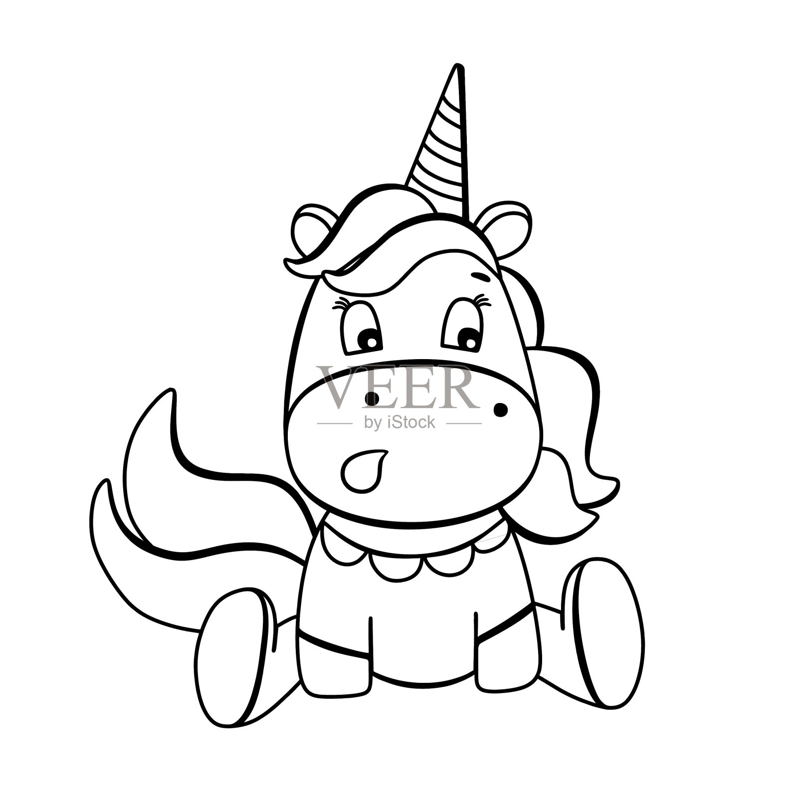 有趣的独角兽填色书可爱惊喜设计元素图片