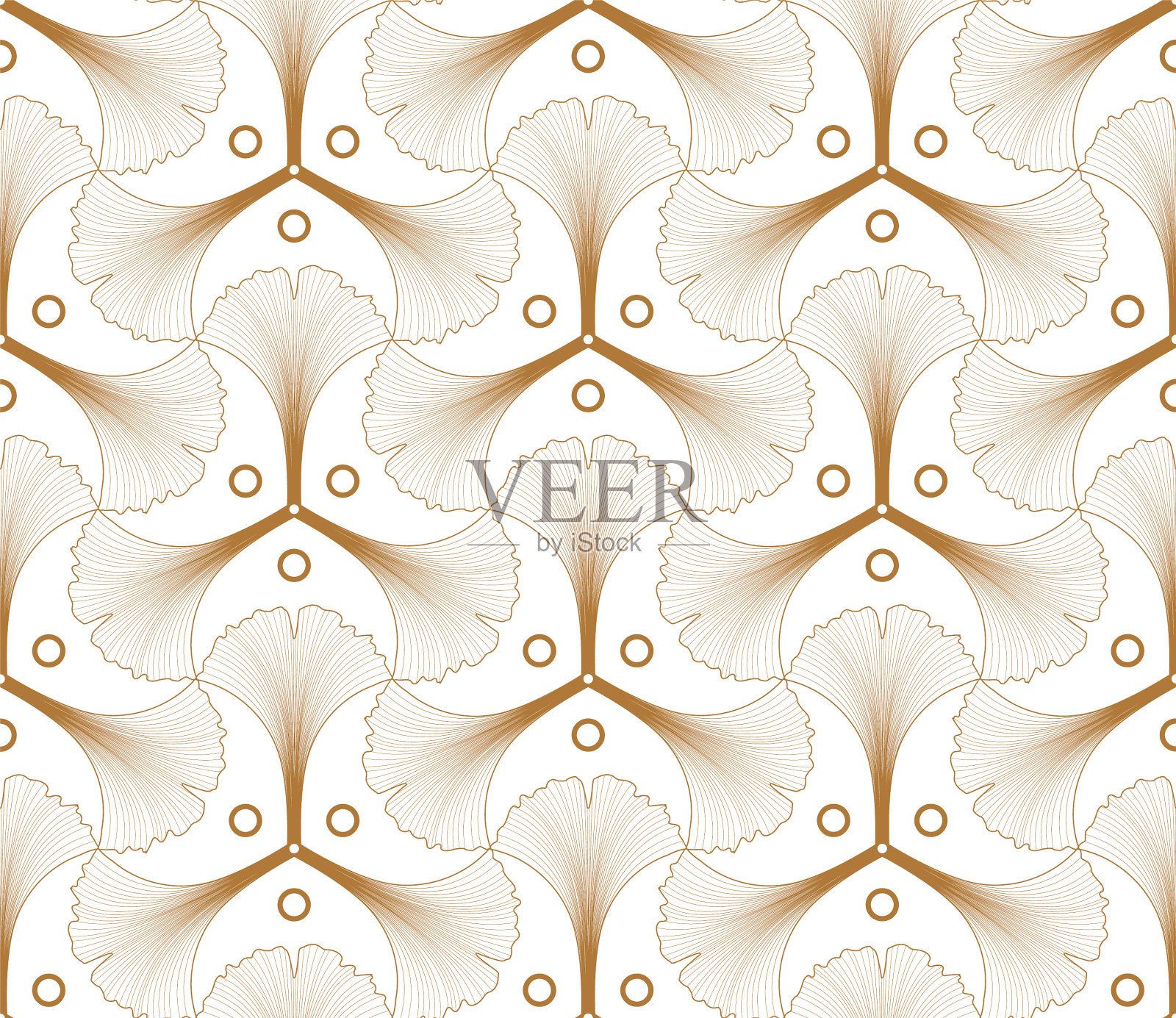 无缝几何银杏叶图案插画图片素材