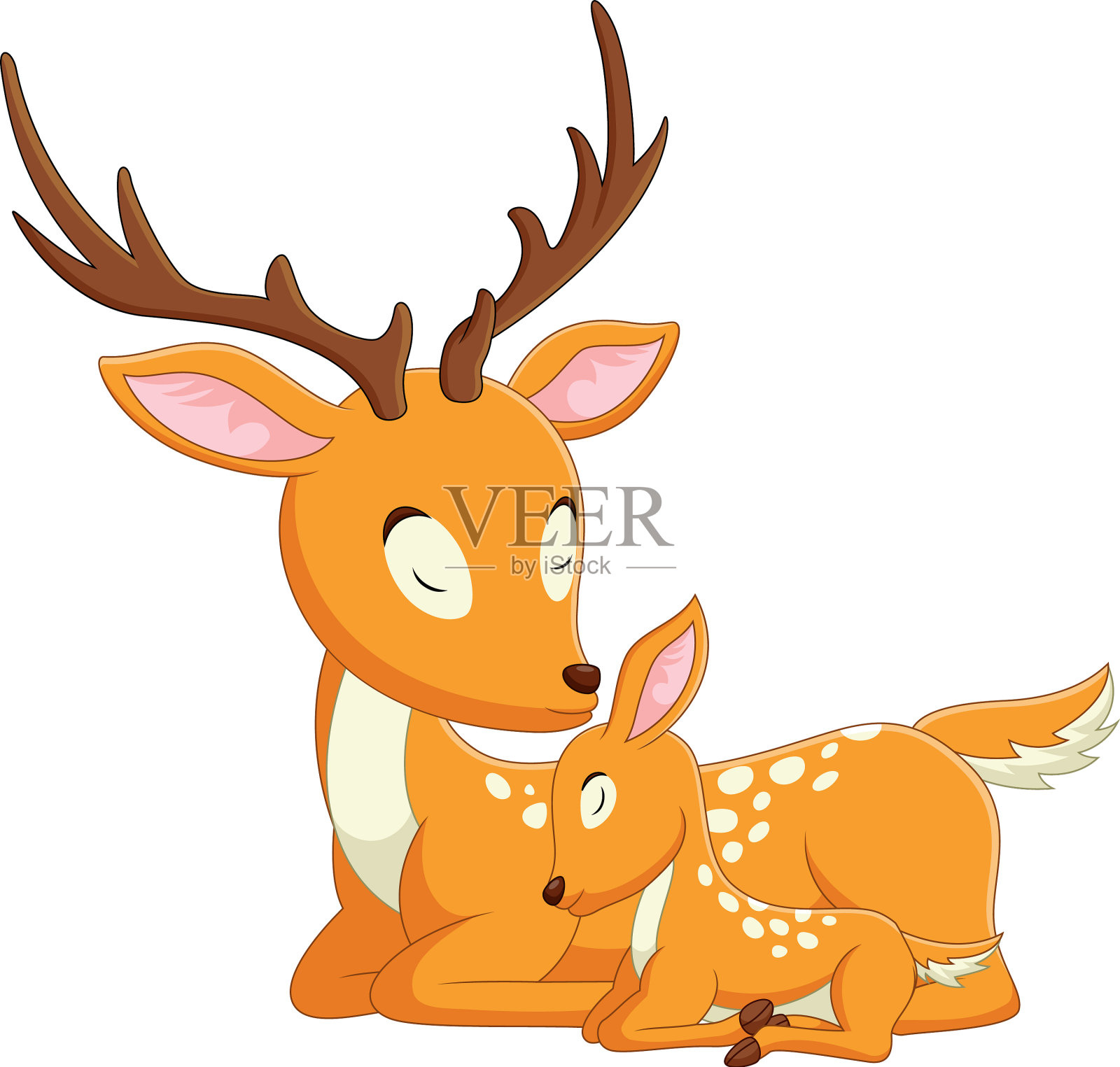 可爱的鹿妈妈和她的小鹿设计元素图片