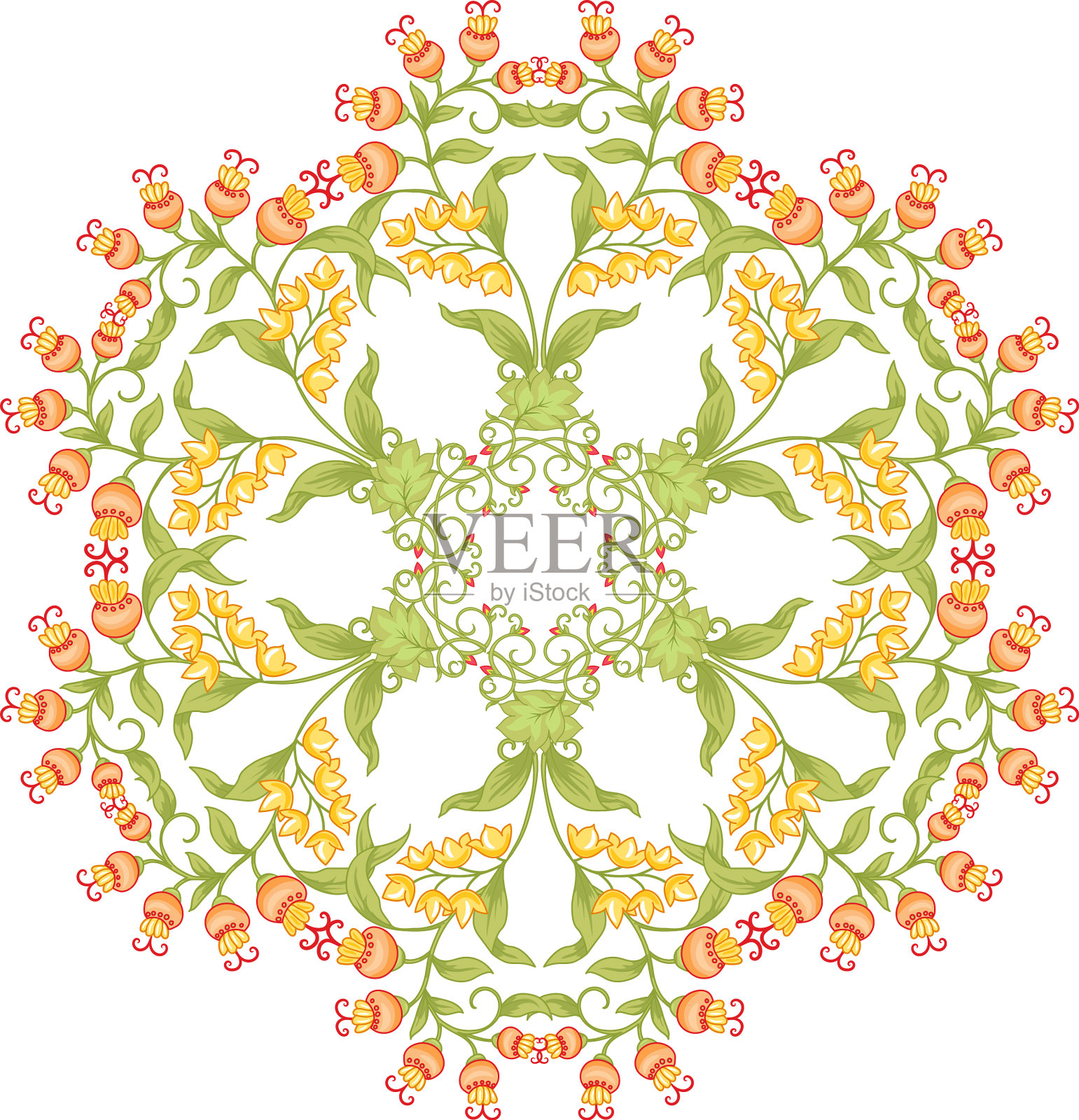 传统的莫卧儿图案幻想的花朵在复古设计元素图片