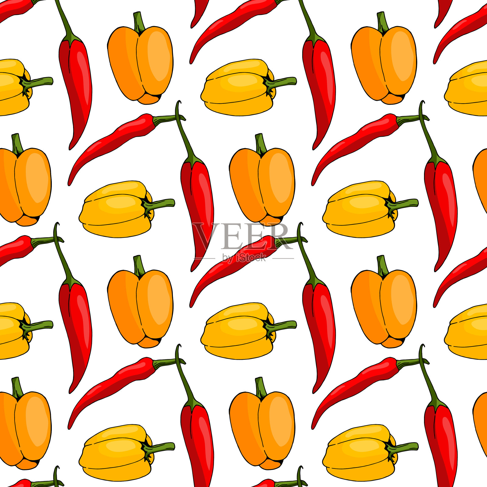 无缝图案与正黄色橙色和插画图片素材