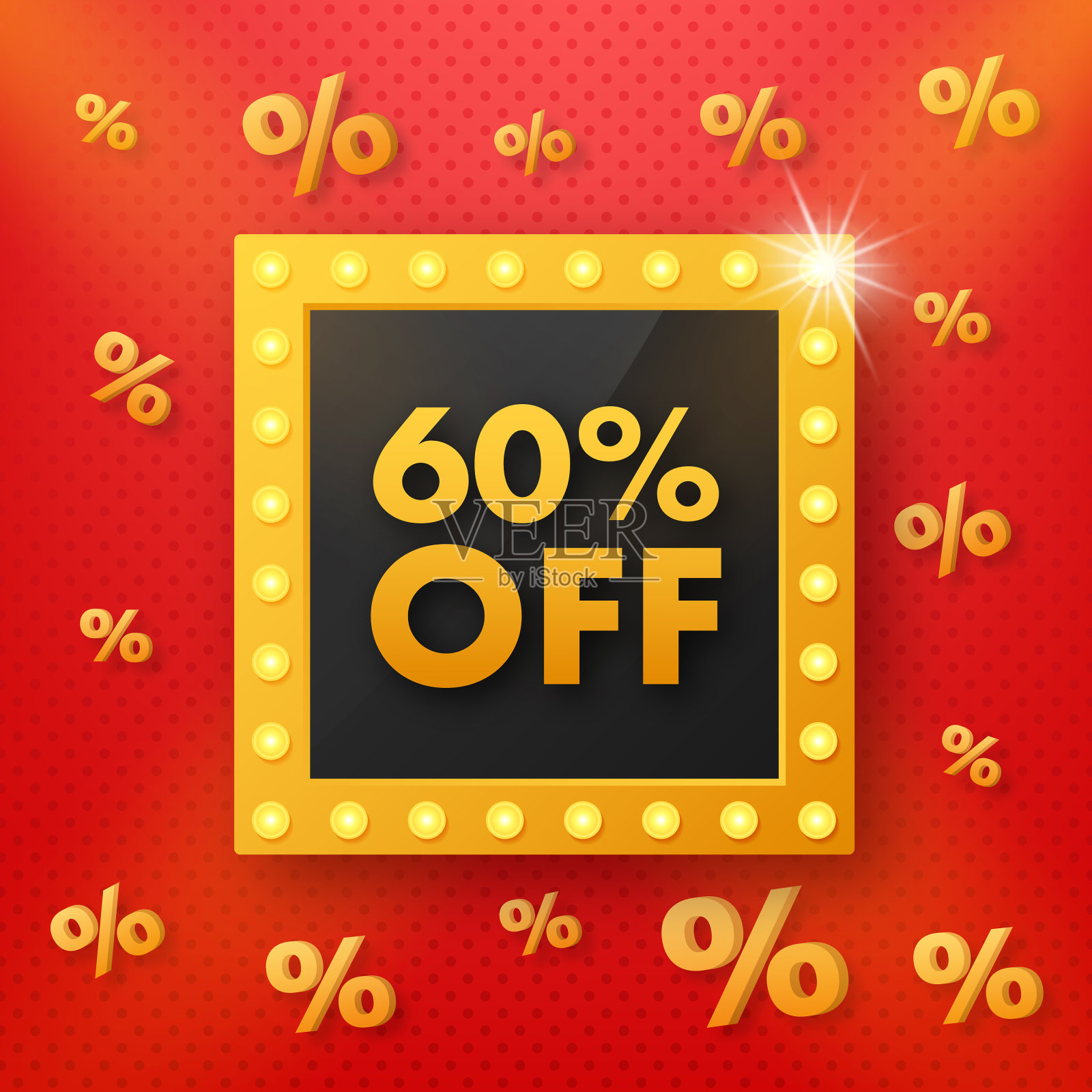 红色复古款打六折设计元素图片