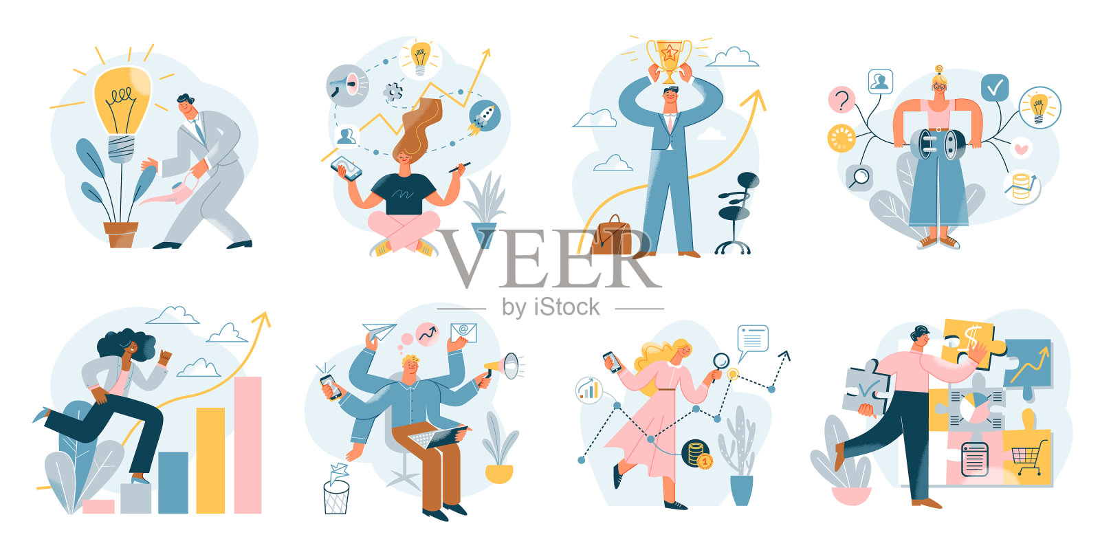 商业人士致力于金融利润的增长插画图片素材