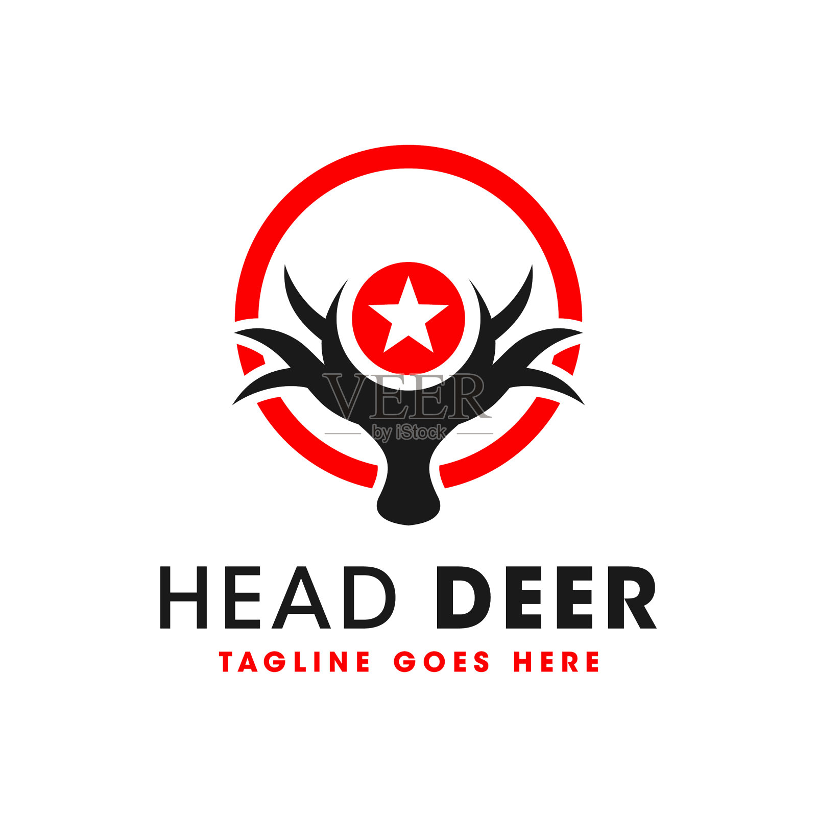 鹿头圆圈标志设计插画图片素材