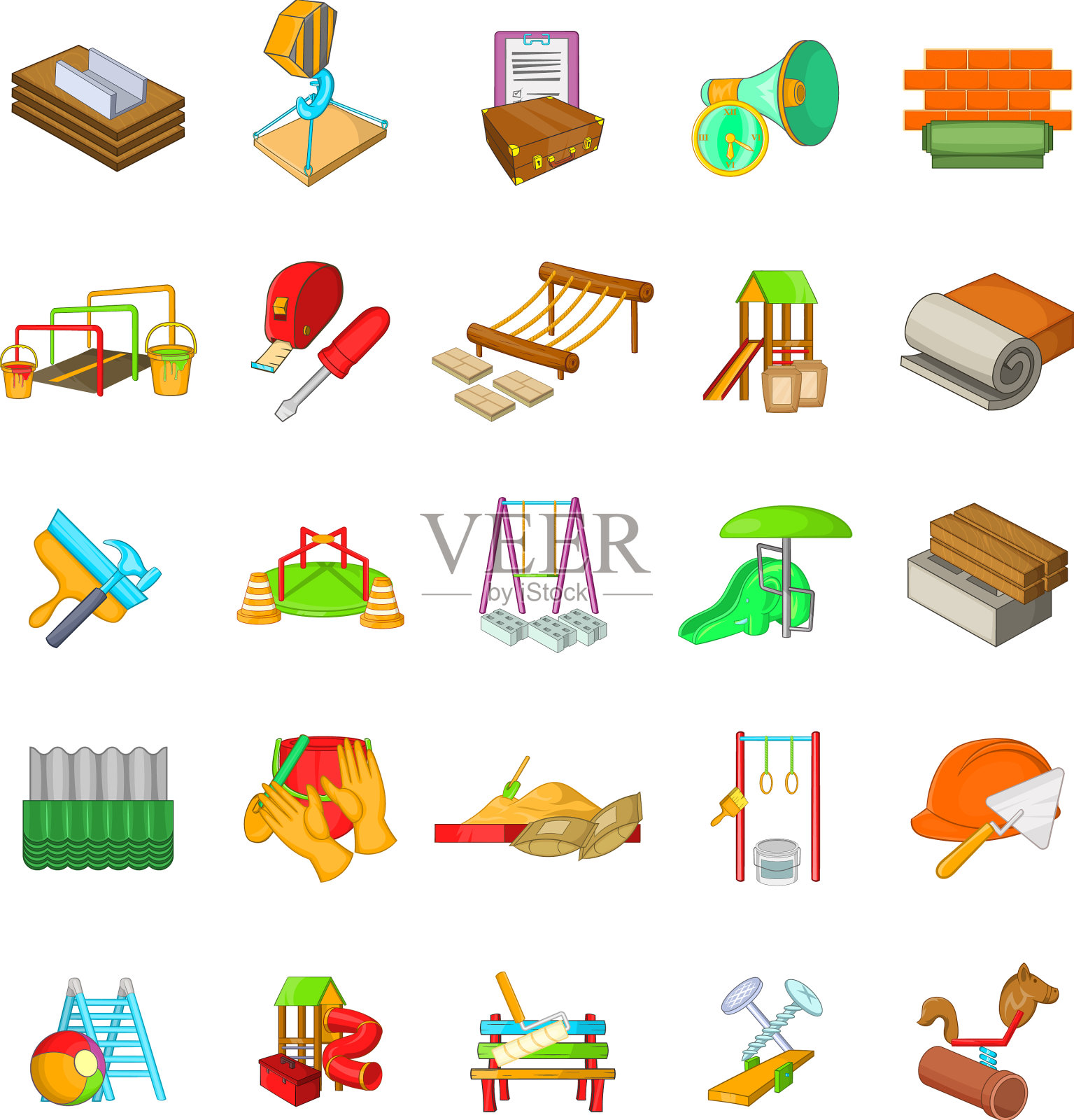 修复公园图标集卡通风格图标素材