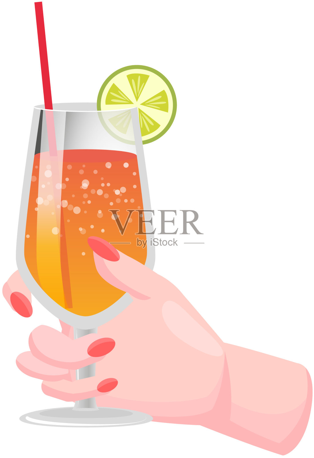 加冰和樱桃的热带酒精鸡尾酒设计元素图片