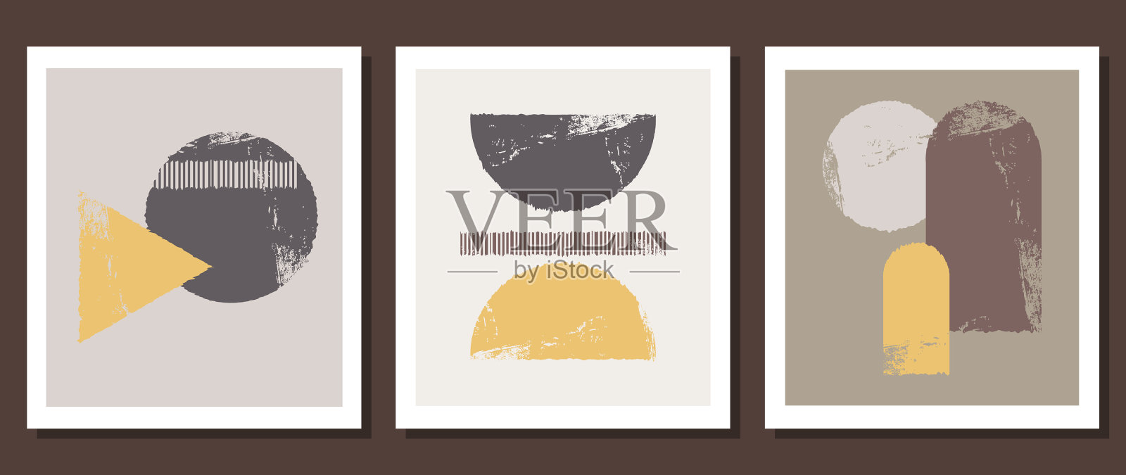 几何海报-抽象版画和波西米亚风格插画图片素材