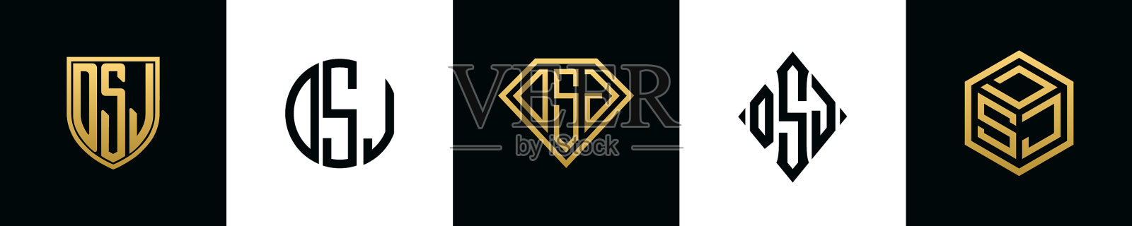 首字母DSJ标志设计捆绑插画图片素材