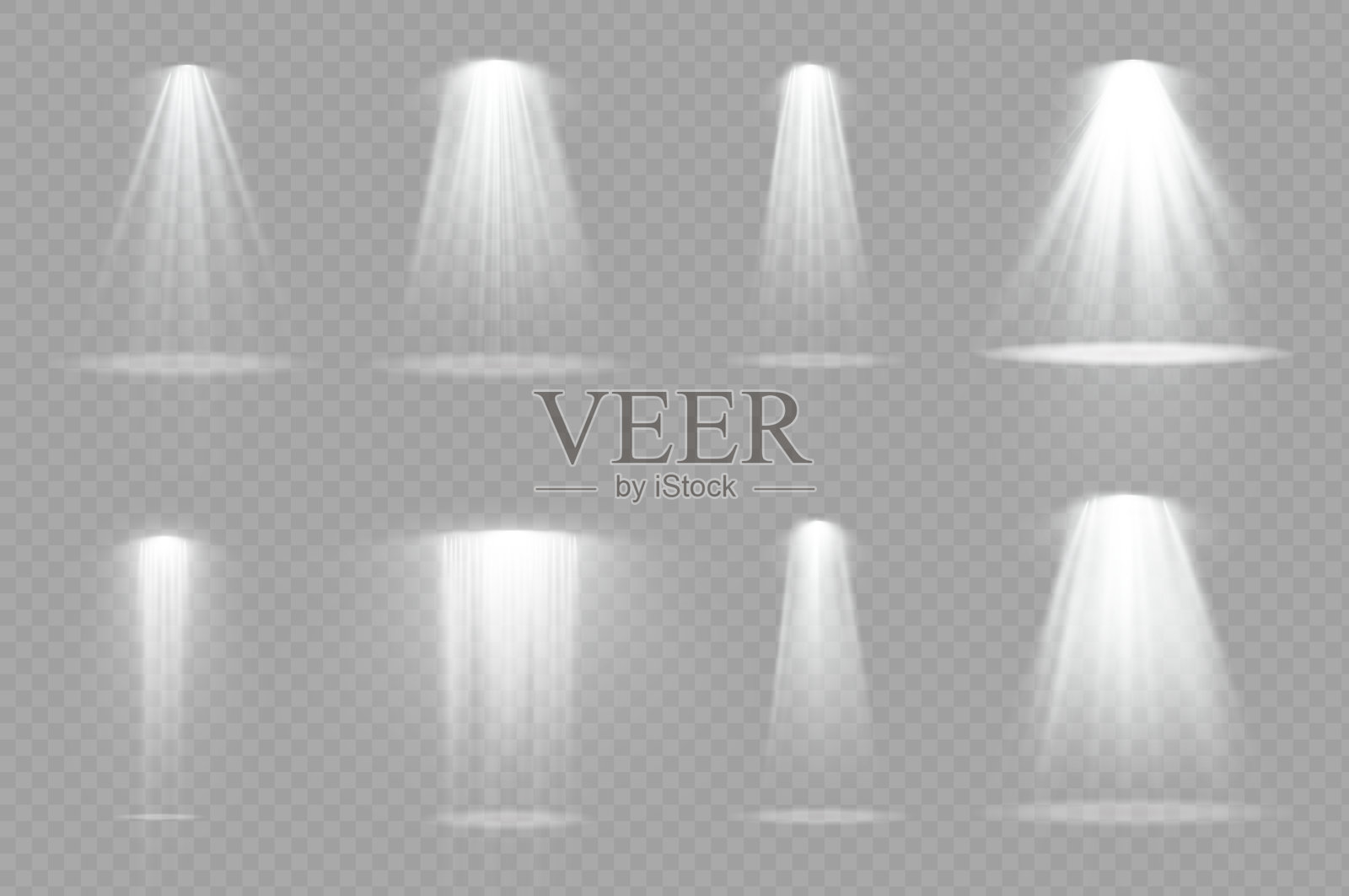 设置白色聚光投影仪的灯光效果插画图片素材