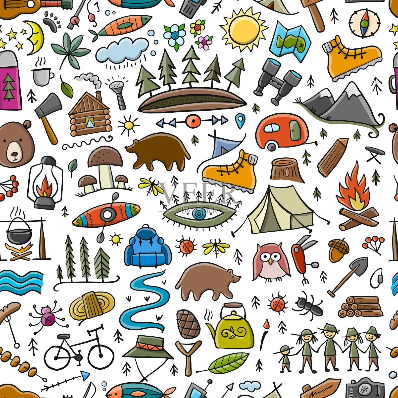 世界旅游日森林和山地旅游插画图片素材