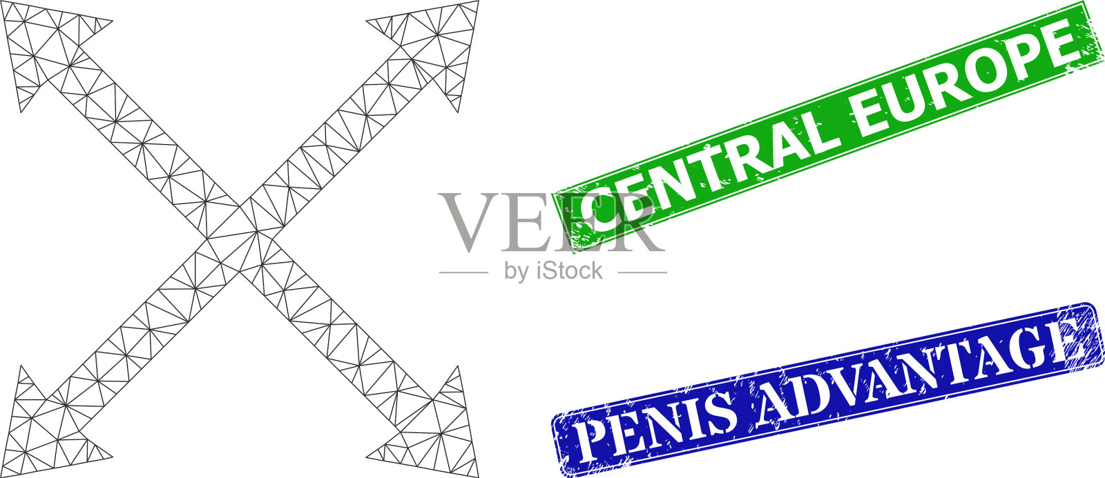 Grunge中欧封条和多边形网格插画图片素材