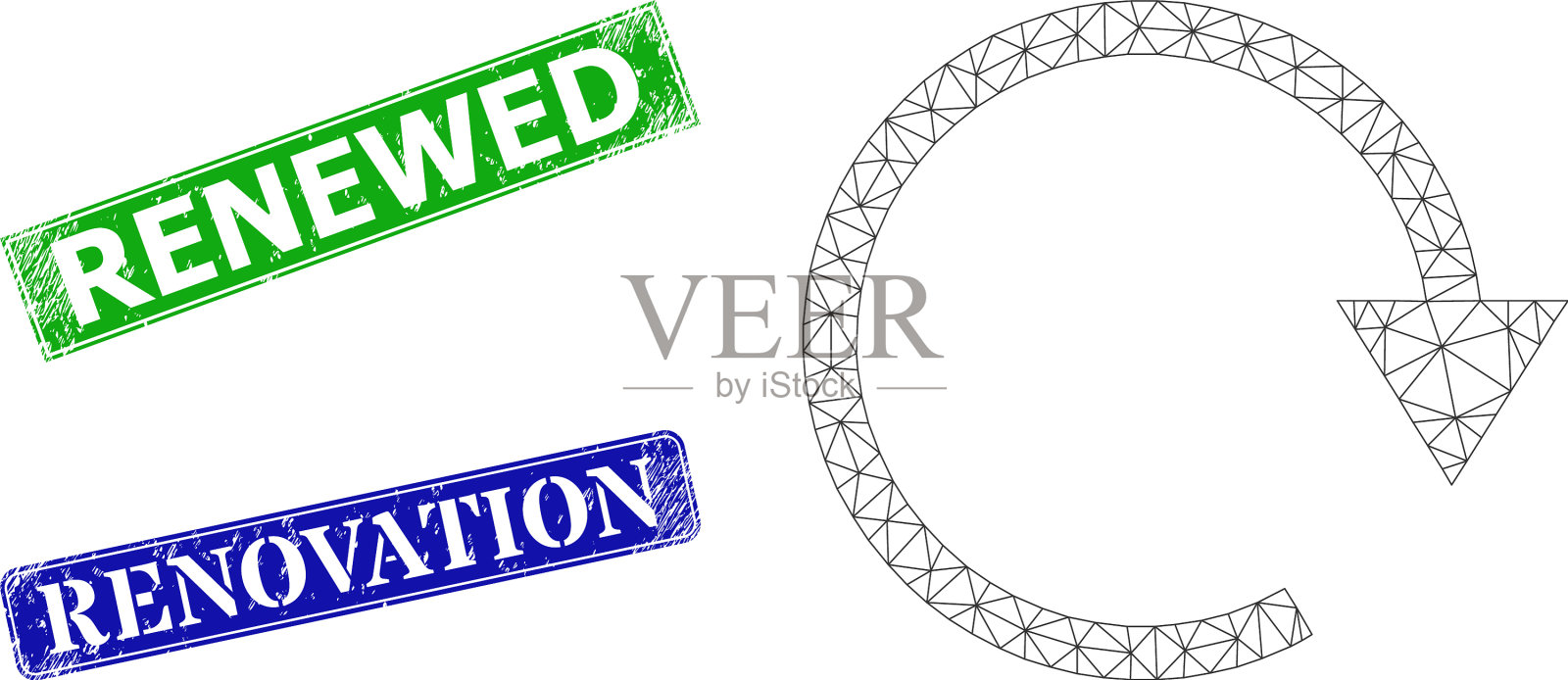 刮新的邮票和三角形网格插画图片素材