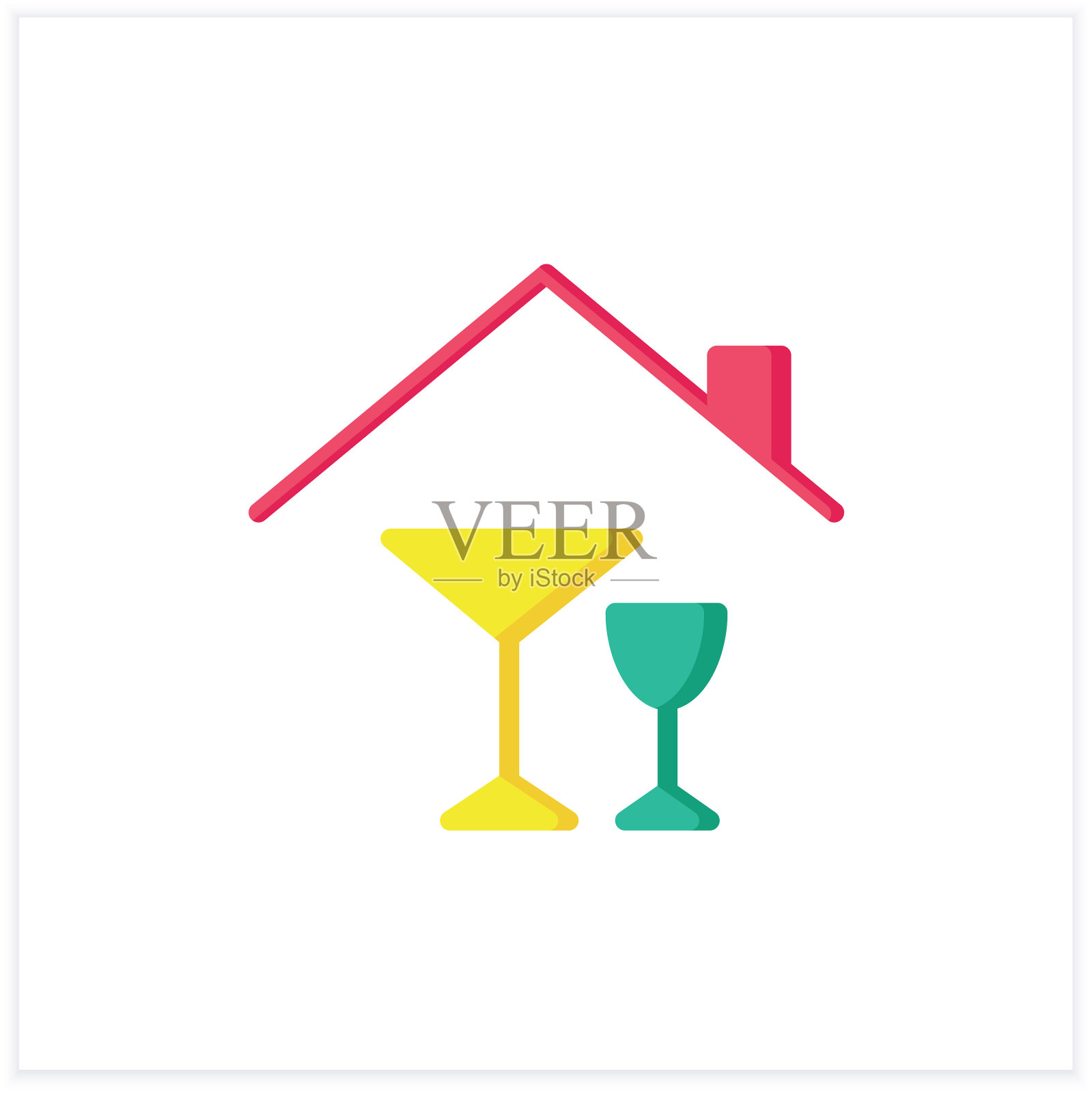 家用酒精酒吧的平面图标图标素材