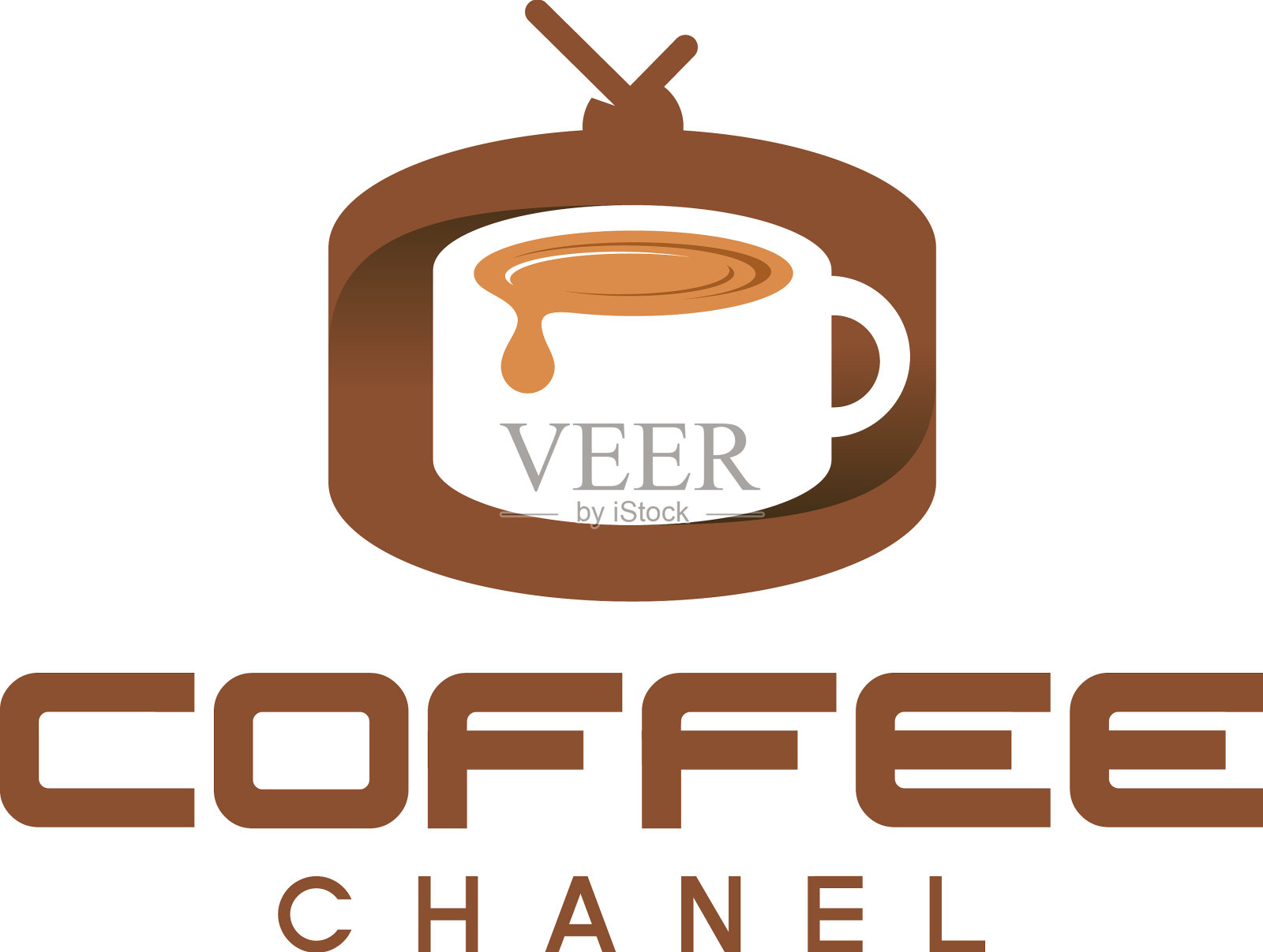 现代彩色咖啡通道棕色标志设计插画图片素材